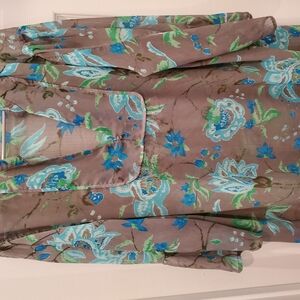 Old Navy Floral Blouse - Blue and Green on Brown